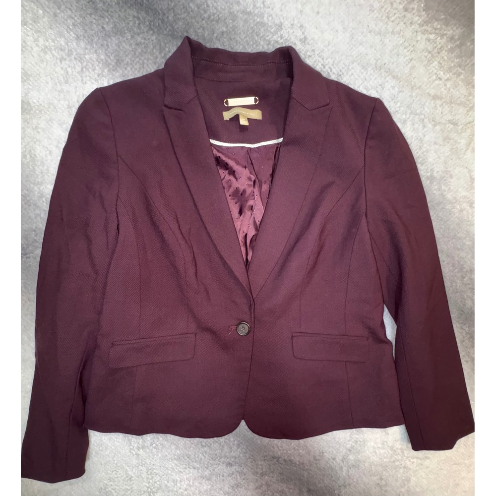 (B1) Talbots Womens 8P Burgundy Italian Wool Blend Single Button Blazer Jacket